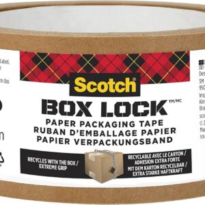 Scotch Box Lock Paper Packaging Tape, 48 mm x 22.8 m, 1 Roll/Pack