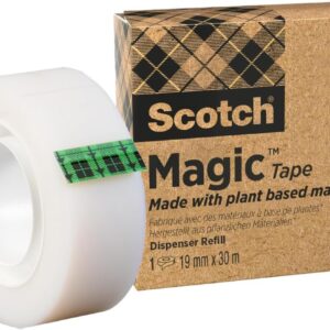 Scotch Magic Tape, Made with 66% Plant Based Adhesive, 19 mm x 30 m, 1 Roll/Pack