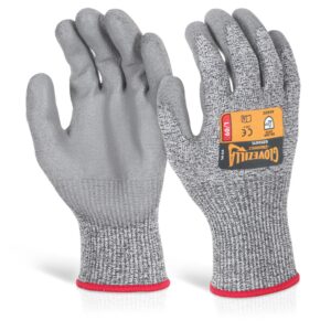 Beeswift Glovezilla Pu Palm Coated Glove Grey S (Pair)