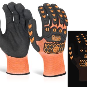 Beeswift Glovezilla Glow In The Dark Foam Nitrile Glove Orange M (Pair)
