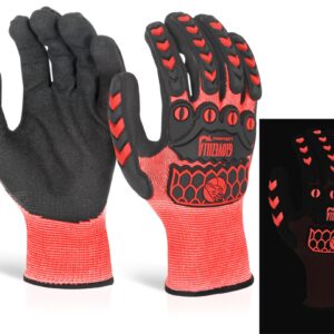 Beeswift Glovezilla Glow In The Dark Foam Nitrile Glove Red 2XL (Pair)