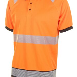 Beeswift High Visibility  Two Tone Polo Shirt Short Sleeve Orange / Black M