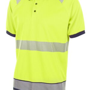 Beeswift High Visibility  Two Tone Polo Shirt Short Sleeve Saturn Yellow / Navy 2XL