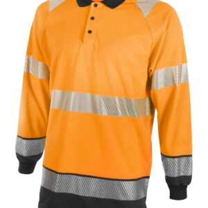 Beeswift High Visibility  Two Tone Polo Shirt Long Sleeve Orange / Black L