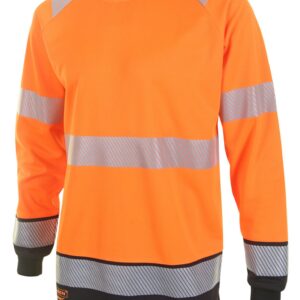 Beeswift High Visibility  Two Tone Long Sleeve T Shirt Orange / Black L