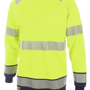 Beeswift High Visibility  Two Tone Long Sleeve T Shirt Saturn Yellow / Navy M