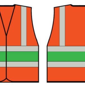 Beeswift High Visibility Orange Vest With Green Band Small