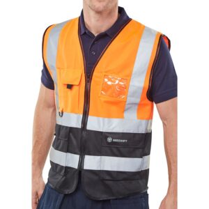 Beeswift Two Tone Executive Waistcoat Orange / Black XL