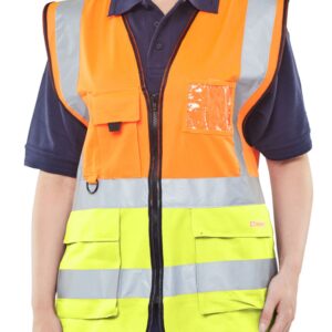 Beeswift Two Tone Executive Waistcoat Orange / Saturn Yellow 5XL