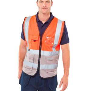 Beeswift Two Tone Executive Waistcoat Red / Grey 3XL