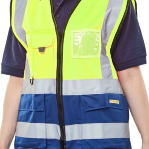 Beeswift Two Tone Executive Waistcoat Saturn Yellow / Navy 3XL