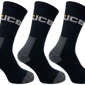 JCB 3 Pack Work Socks With Added Elastane Black 6-11