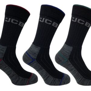 JCB 3 Pack Work Tough Socks Black Mix 6-11