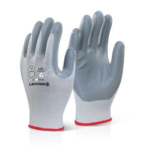 Beeswift Nitrile Foam Nylon Glove Grey 08
