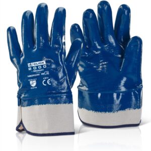 Beeswift Nitrile Safety Cuff Fully Coated Heavy Weight Blue 09 (Box of 10)