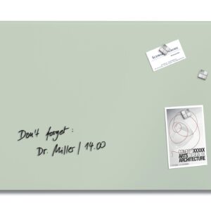 Wall Mounted Magnetic Glass Board 600x400x15mm - Matt Mint