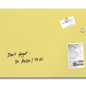 Wall Mounted Magnetic Glass Board 600x400x15mm - Matt Pastel Yellow