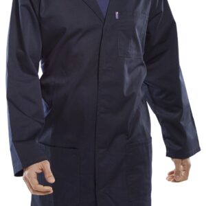 Beeswift Poly Cotton Warehouse Coat Navy Blue 34