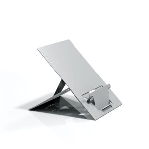 Oryx evo W - Specialised Ergonomic Laptop Stand with Document Holder for Oversized Laptops - Natural Aluminium