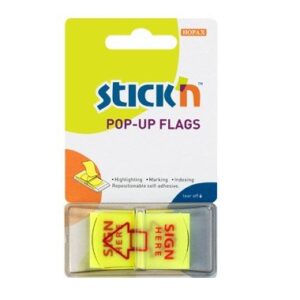 Repositional Notes  UP Popup Flags 25mm Yellow Sign Here Tabs (50)