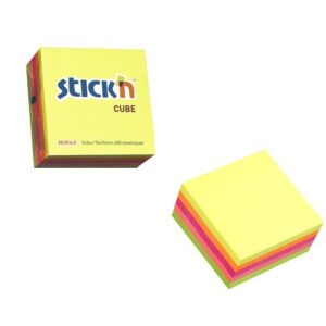 Repositional Notes  UP Repositionable Notes Cube 76x76mm Neon Assorted Colours (1)