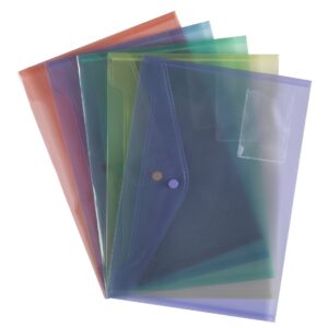 Plastic Wallets UP A4 Assorted Colour Popper Wallets (5)