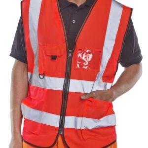 Beeswift Executive Hi Viz Waistcoat Red 4XL